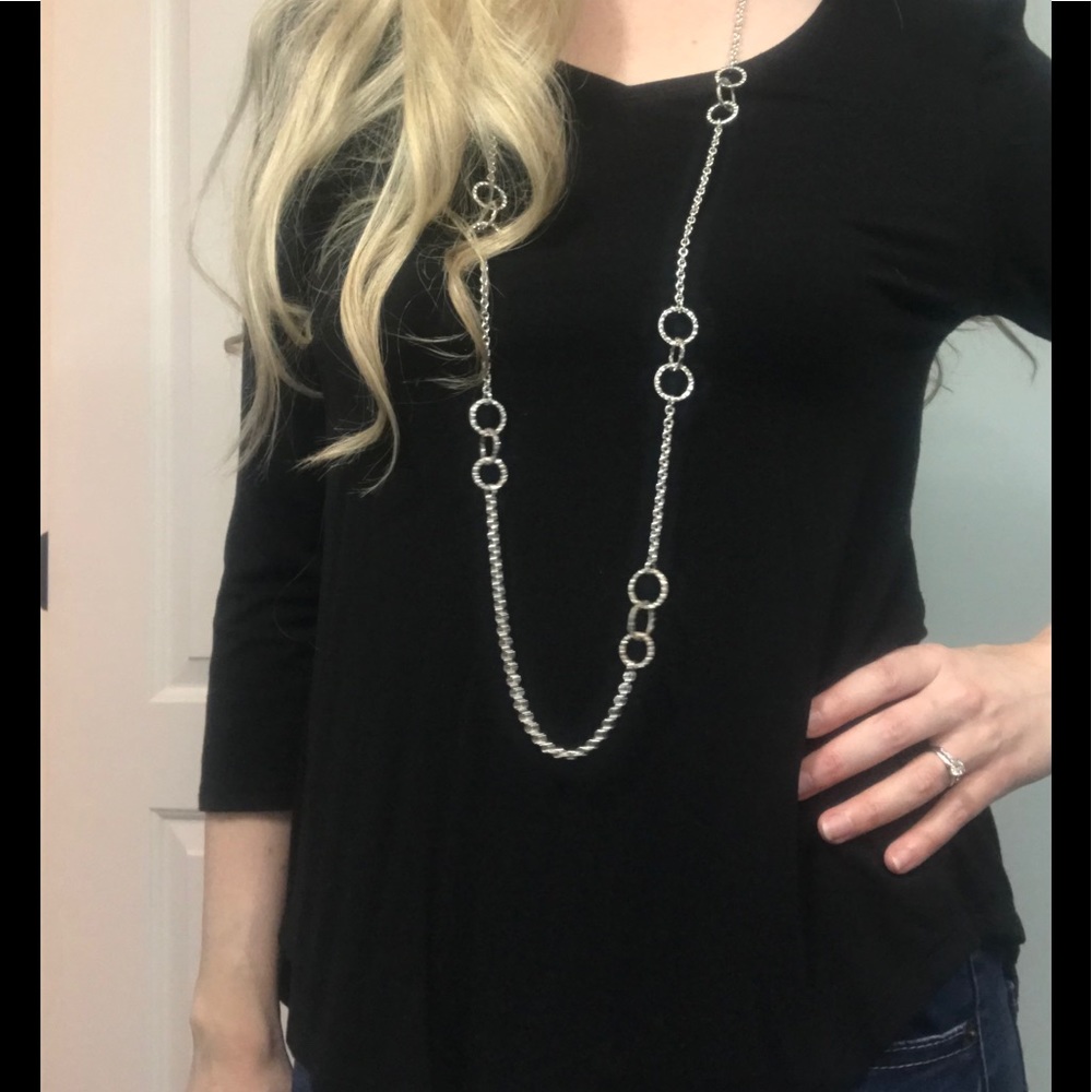 White House Black Market S flowy black 3/4 sleeve